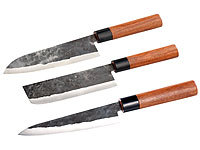 TokioKitchenWare 3-teiliges Messerset, handgefertigt, mit Echtholzgriff