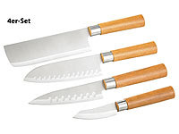 TokioKitchenWare Küchenmesser-Set 4-tlg. Edelstahl, TokioKitchenWare PEARL-Edition; Damast-Santoku-Küchenmesser 